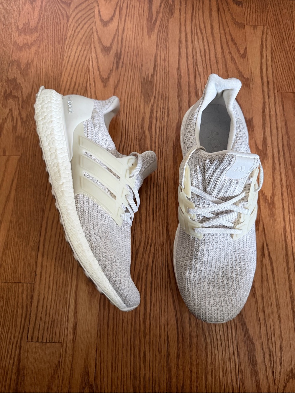 adidas ultra boost  Cream Knit Running Sneakers